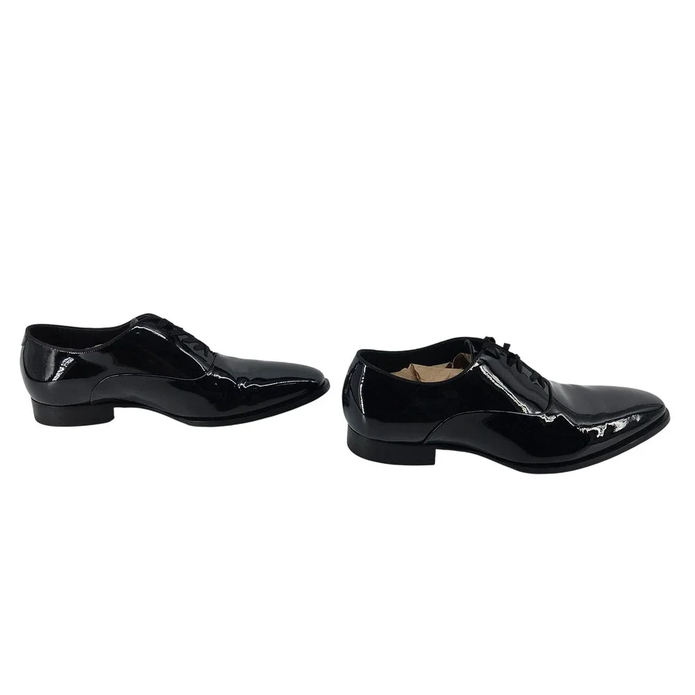 SUITSUPPLY Men Black Patent Leather Oxford Dress Shoes Made in Italy 40.5 US 7.5